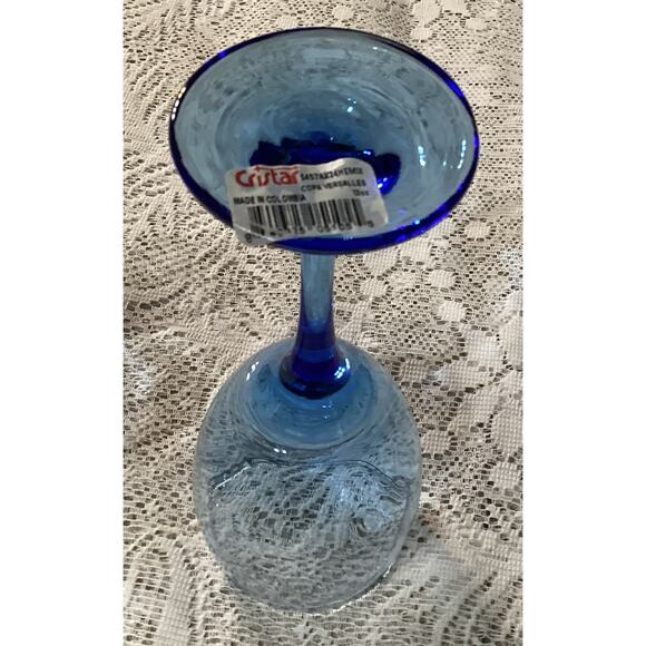 2 CRISTAR Cobalt Blue Wine Glasses Water Goblets 10 oz Copa Versalles Columbia - Picture 8 of 8